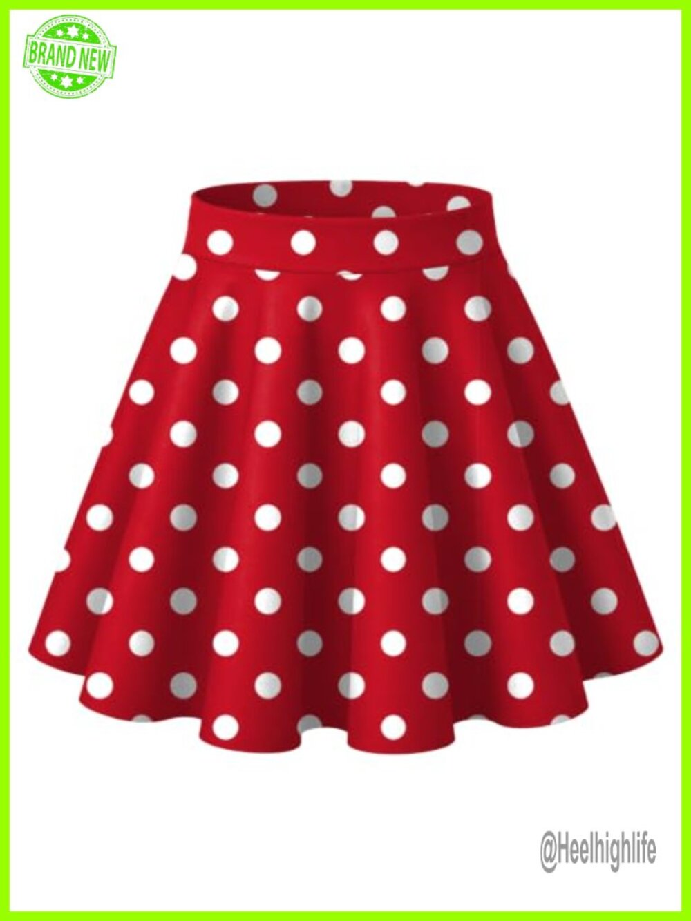 A Line Mini Skater Skirt Stretchy High Waist Pleated Flared Casual